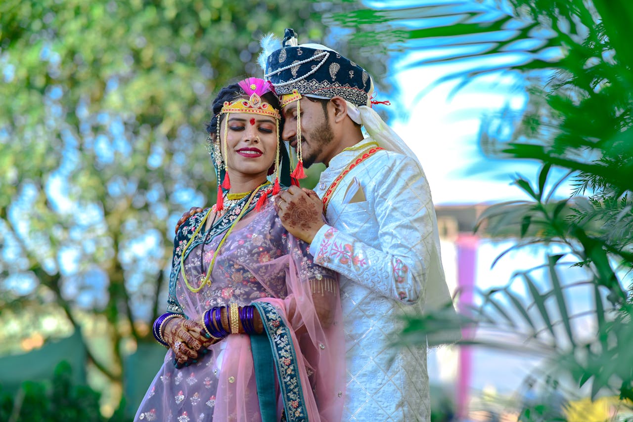 Bride and Groom in Traditional Dresses